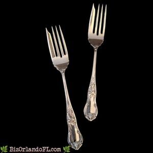 S.H. Co. Simmons Hardware Co. Silver-Plated Dessert Forks Lilly Quadruple Plated